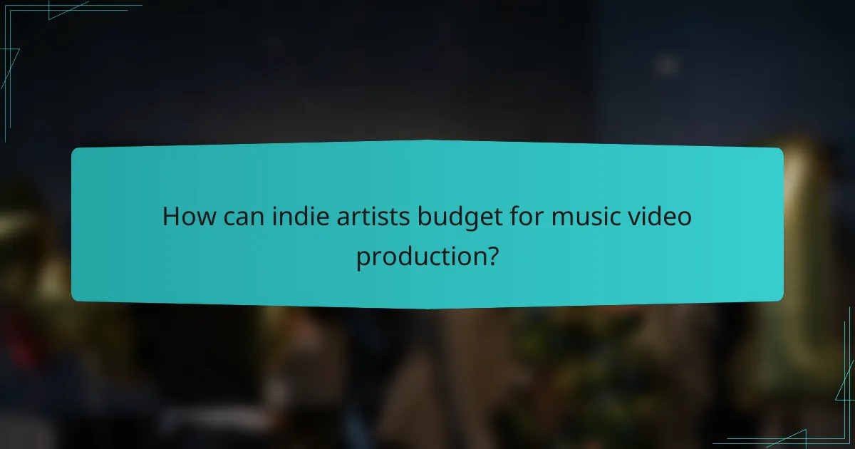 How can indie artists budget for music video production?