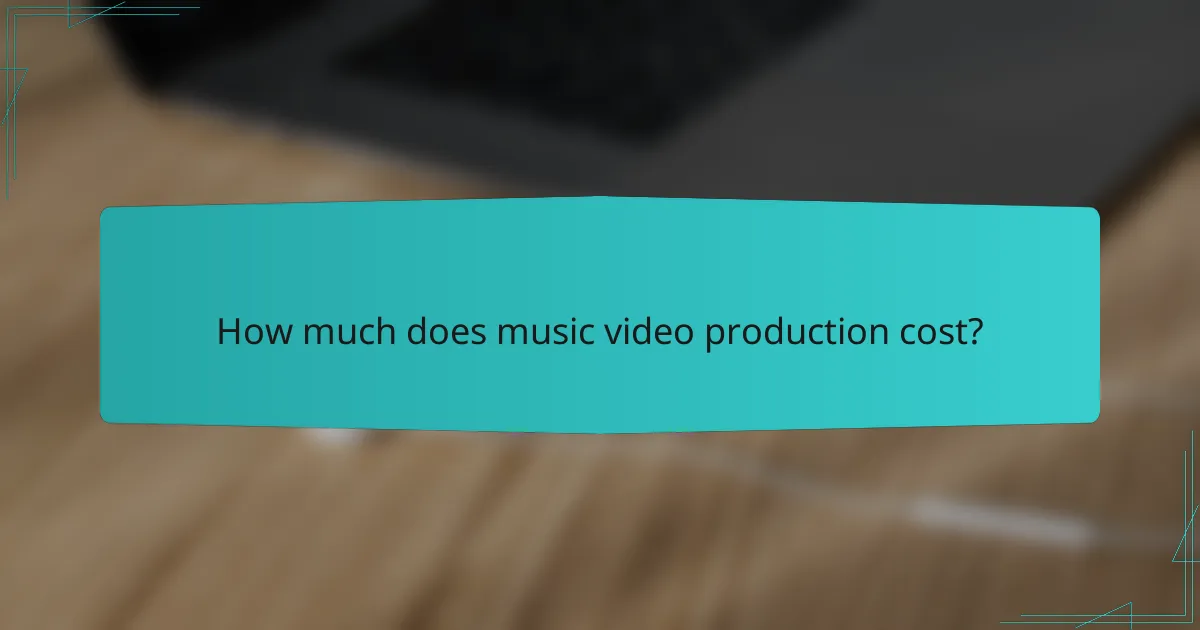 How much does music video production cost?