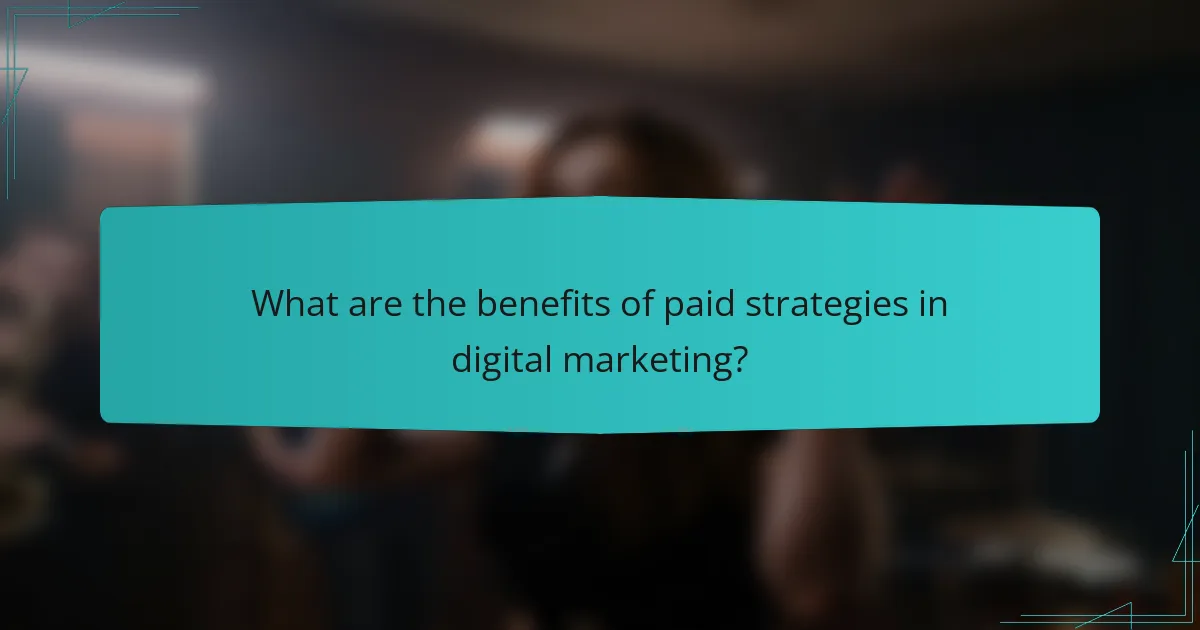 What are the benefits of paid strategies in digital marketing?