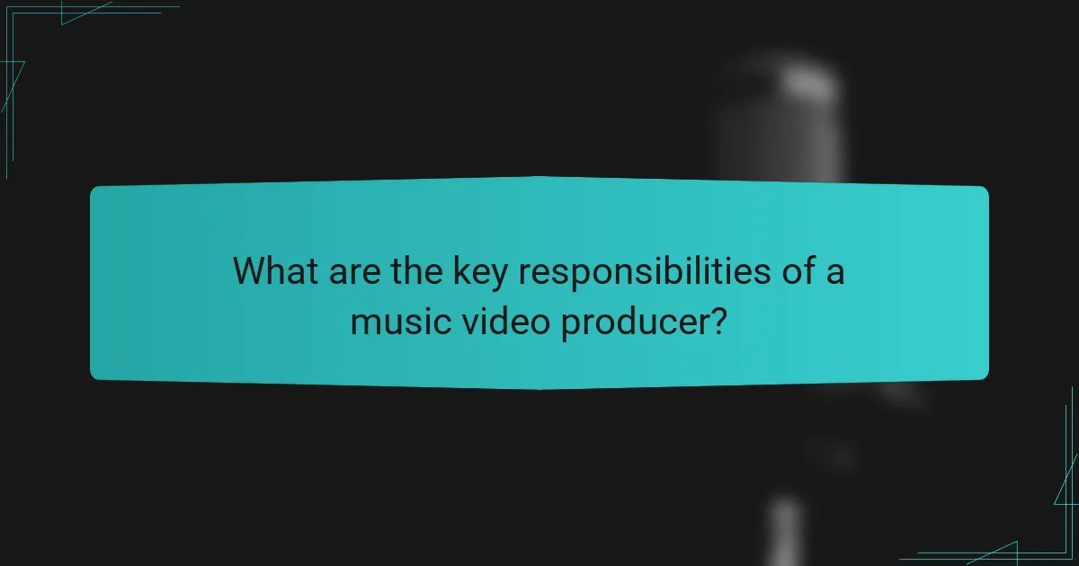 What are the key responsibilities of a music video producer?