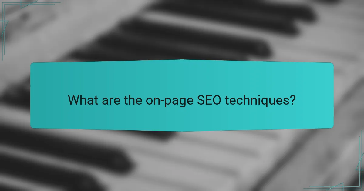 What are the on-page SEO techniques?