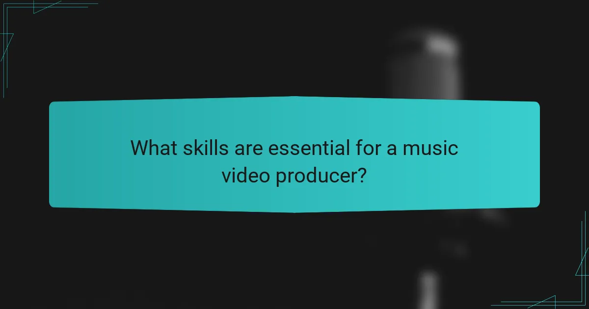 What skills are essential for a music video producer?